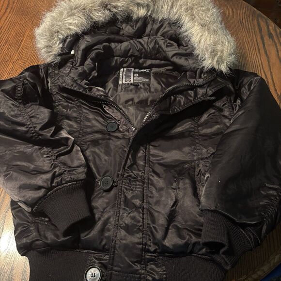 Southpole Jackets & Blazers - Southpole Women's M VTG  Y2K Hooded Puffer Bomber Jacket  Fur Trim Black Hip Hop